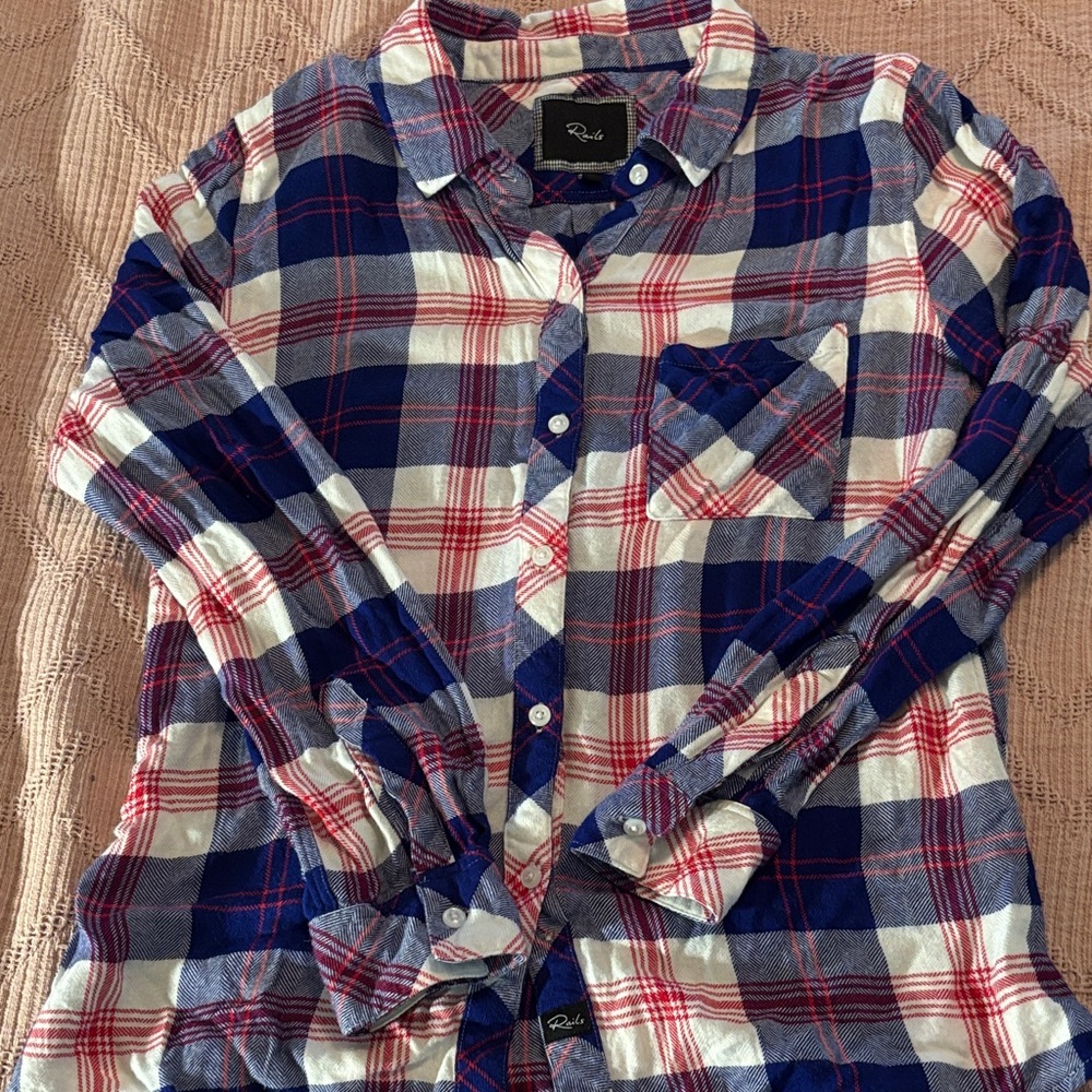 Rails Blue and Red Plaid Button-Down Shirt